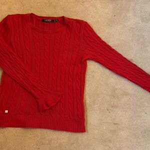 Ralph Lauren Red Cable Knit Sweater